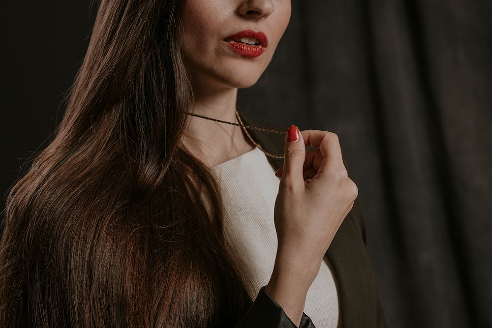 Elegant businesswoman wearing necklace