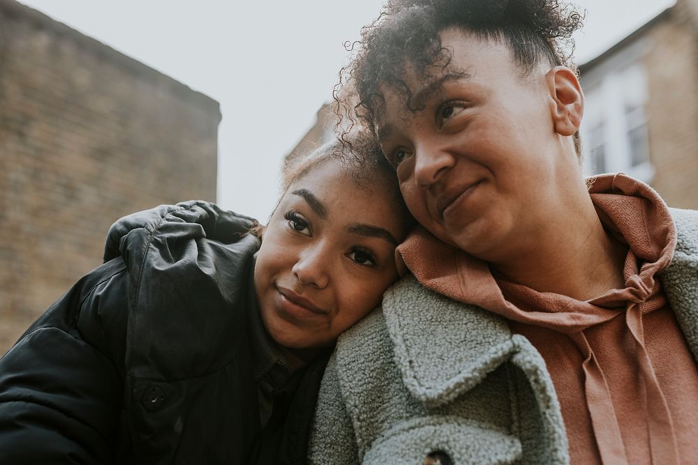 Happy mother and daughter, family photo