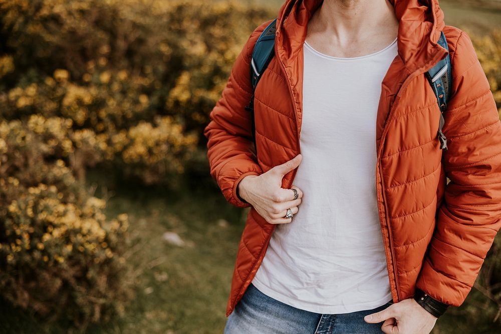 Man wearing jacket for outdoor activity photo