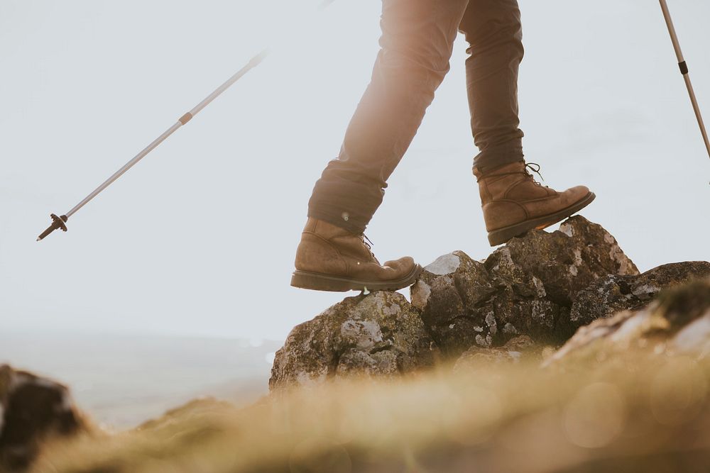 Hiking boots, outdoor activity apparel photo