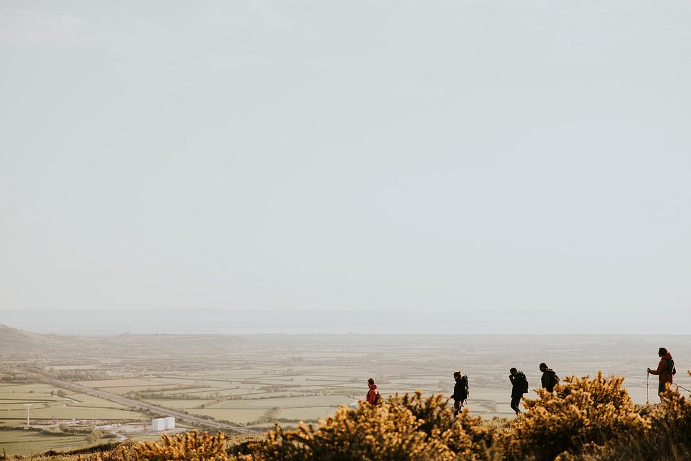 Friends hiking together, outdoor activity