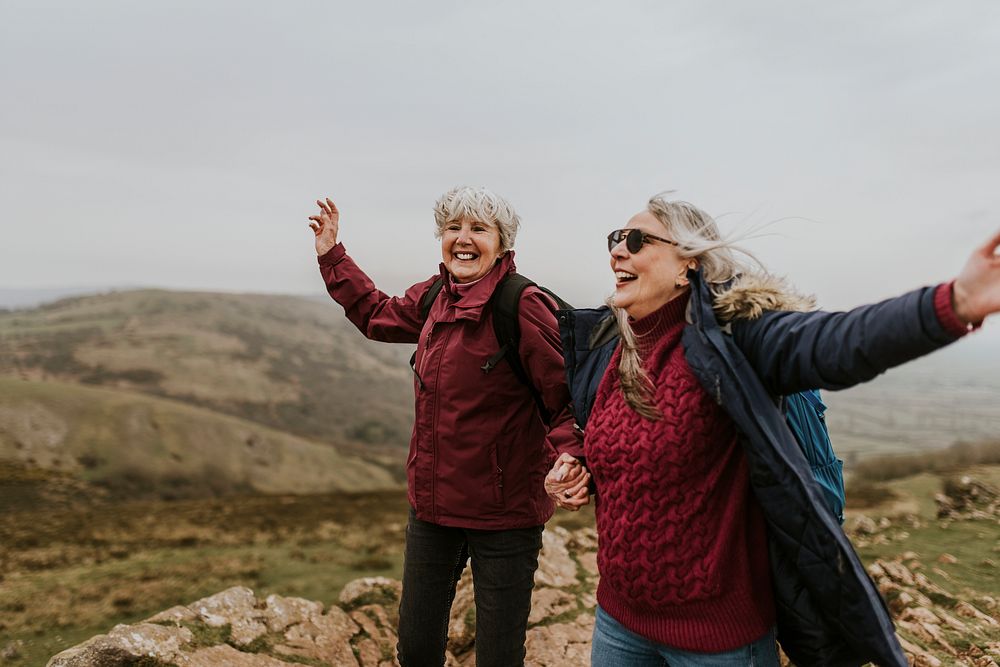 Happy senior women, outdoor travel
