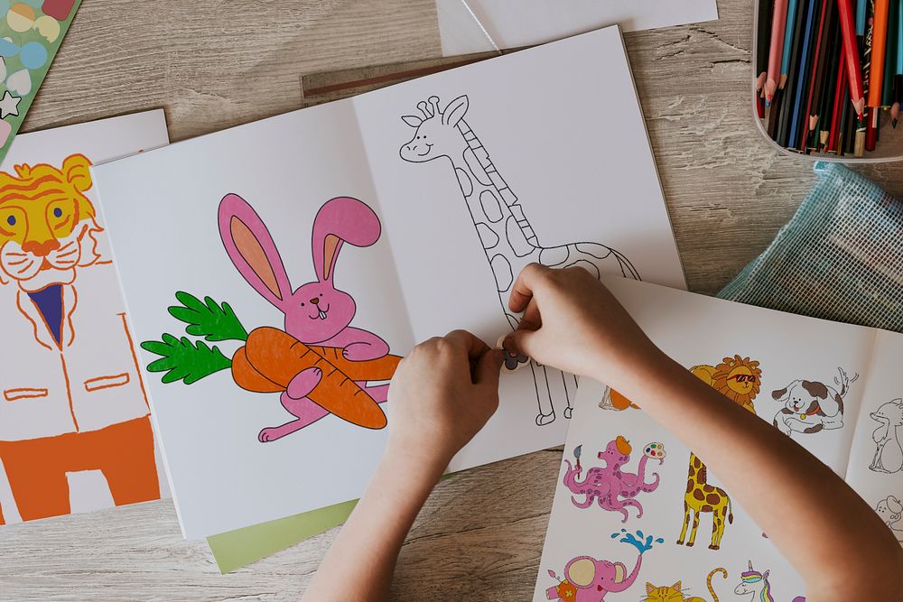 Paper mockup, kids drawing activity psd