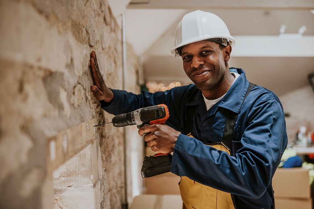 Home construction worker on duty