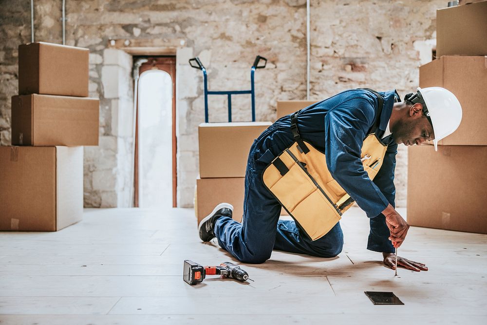 Home construction worker on duty