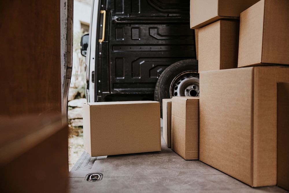 Stacked boxed in a truck, removal service