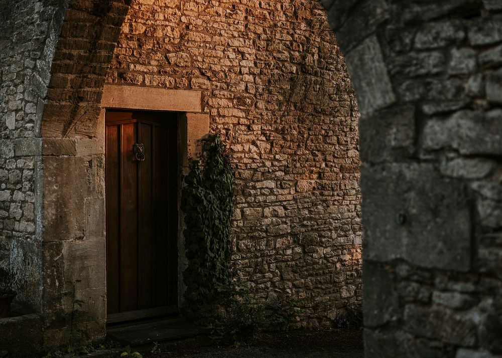 Old building background, wooden door