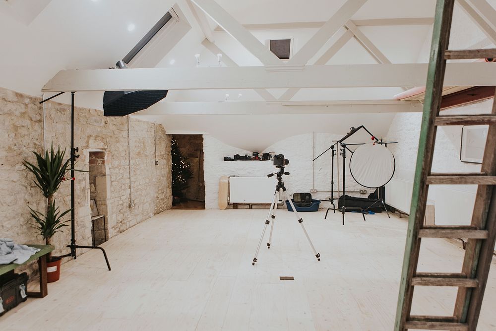 Minimal aesthetic photography studio, interior