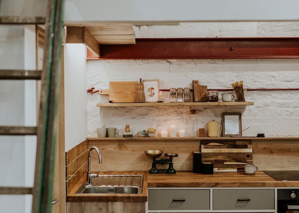 Aesthetic kitchen counter, home interior design