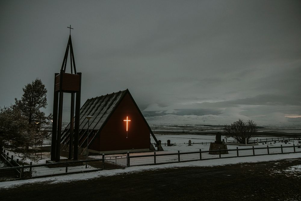 Countryside church background, Winter aesthetic