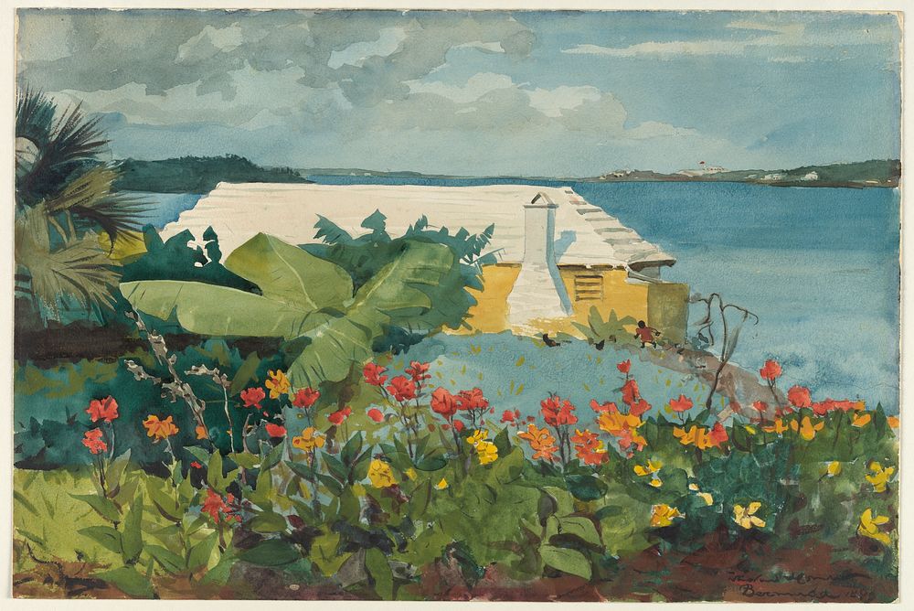 Flower Garden and Bungalow, Bermuda by Winslow Homer 