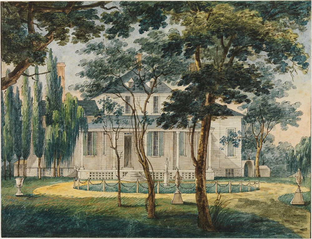 A Country Residence, Possibly General Moreau's Country House at Morrisville, Pennsylvania by Pavel Petrovich Svinin