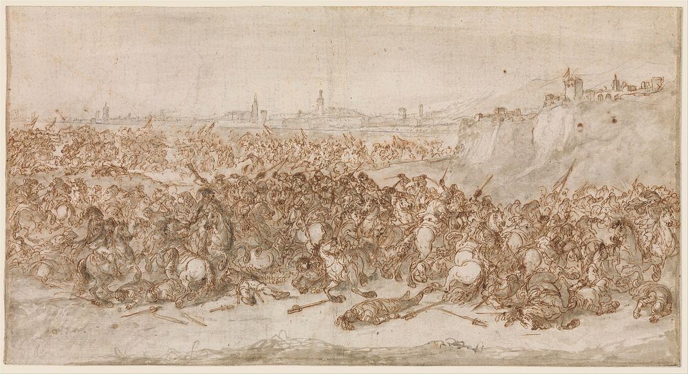 A Cavalry Battle before a City
