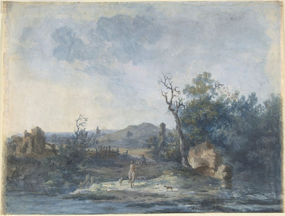 Figures on a Country Road by Louis Gabriel Moreau