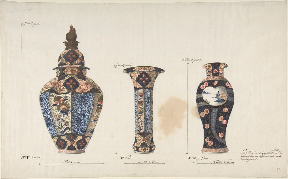 Design for Three Vases, Anonymous, French, 18th century