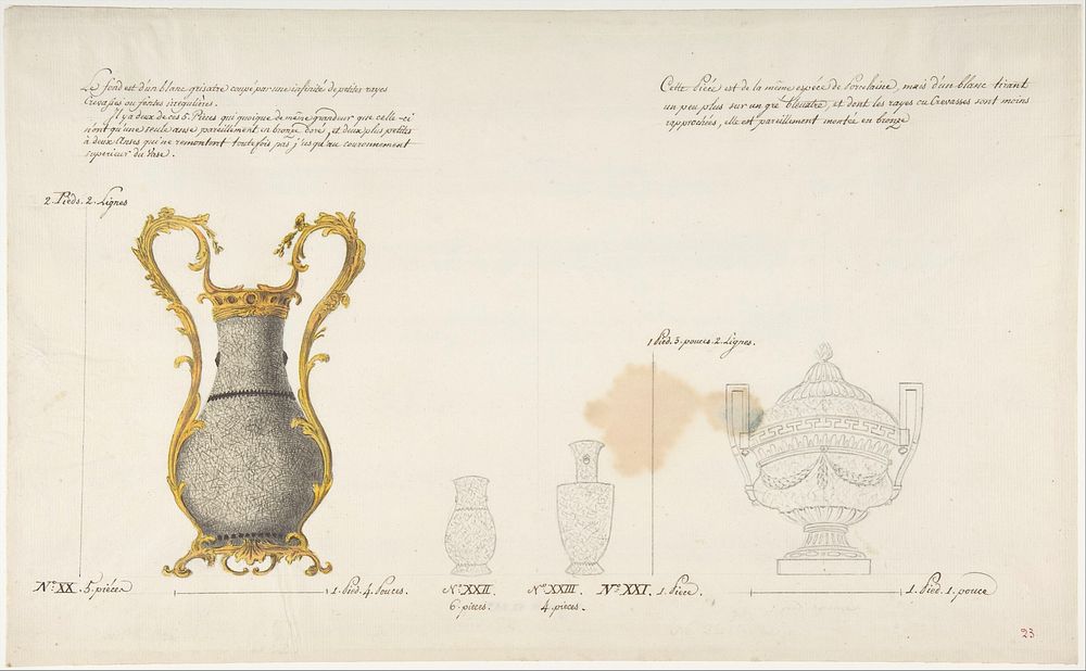 Design for Four Vases, Anonymous, French, 19th century