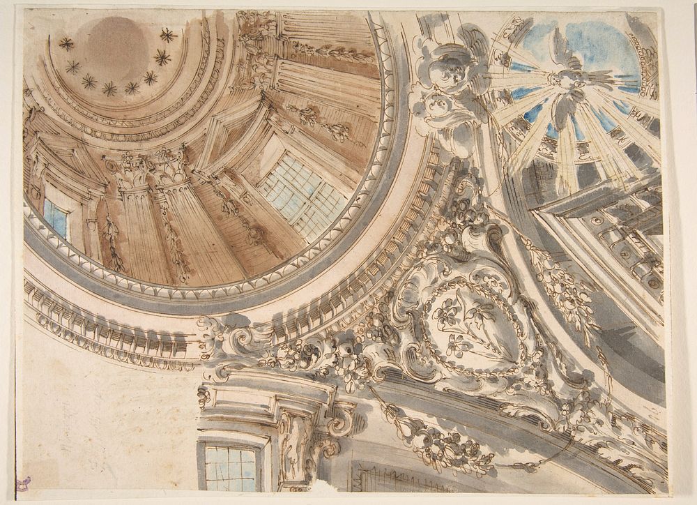 Design for Part of a Church Ceiling with a Dome by Faustino Trebbi