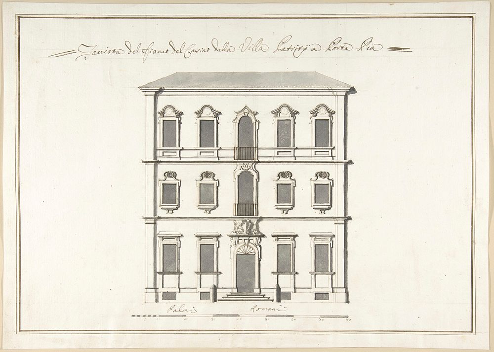 Design of the Side Elevation for the Casino of the Villa Patritj [Patritii] at Porta Pia