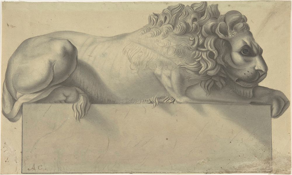 Drawing after a Lithograph of a Recumbent Lion. 