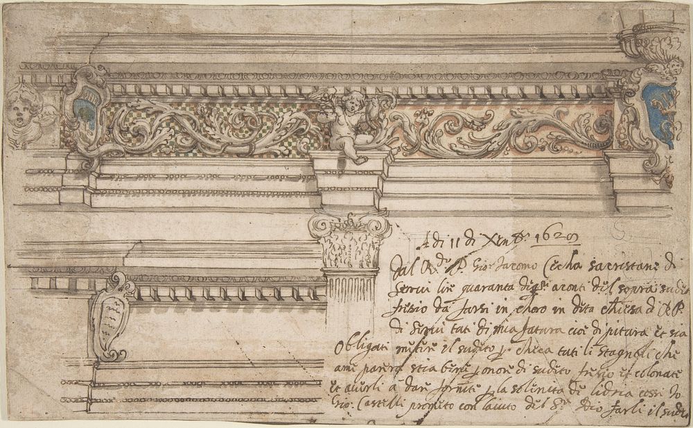 Design for Painted Corner and Frieze of the Choir in the Church of the Servi in Bologna by Giovanni Andrea Castelli