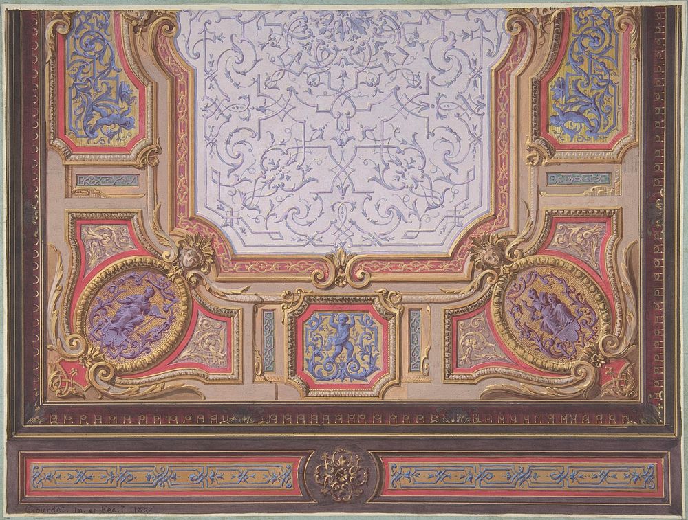 Design for Ceiling of Grand Salon, Hôtel Hope