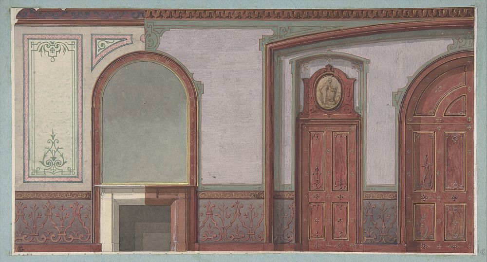 Design for Painted Wall Paneling, Deepdene, Dorking, Surrey by Jules-Edmond-Charles Lachaise and Eugène-Pierre Gourdet