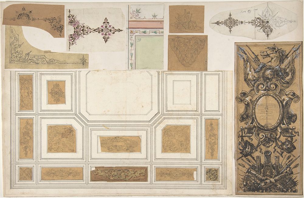 Nine Miscellaneous Designs for the de la Rochejaqulein Family by Jules Edmond Charles Lachaise and Eugène Pierre Gourdet