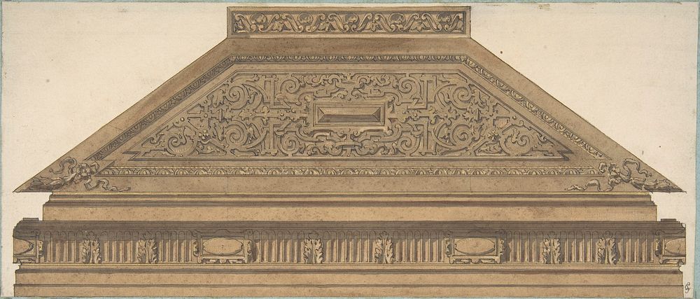 Design for Carved Wood Paneling and Molding Featuring Strapwork by Jules Edmond Charles Lachaise and Eugène Pierre Gourdet