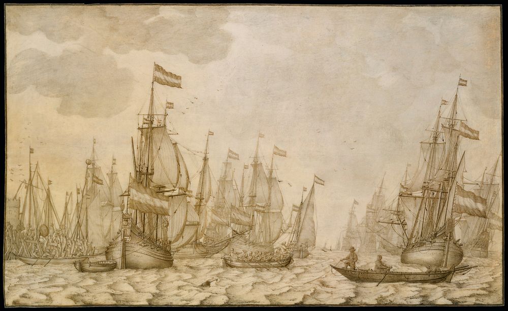 Dutch Ships on a Harbour by Willem van de Velde I