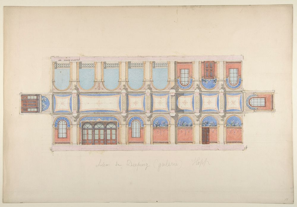 Plan and Elevation of Gallery, Deepdene, Dorking, Surrey