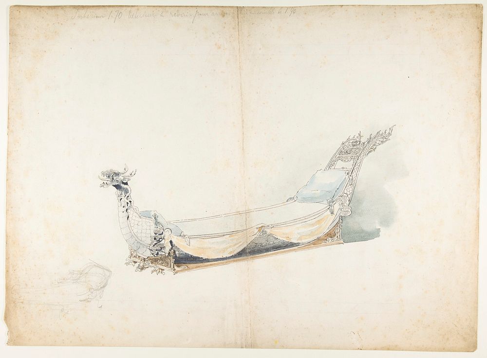 Design for a Chinese Style Bed, Anonymous, French, 19th century
