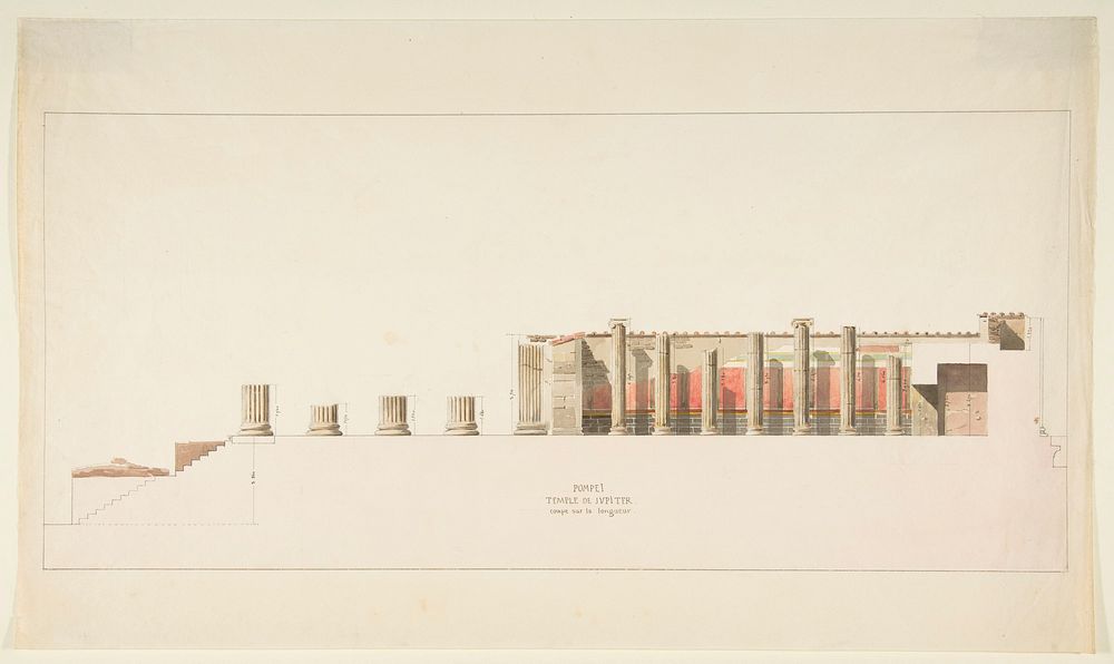 Cross-Section of the Temple of Jupiter, Pompeii by Charles Percier