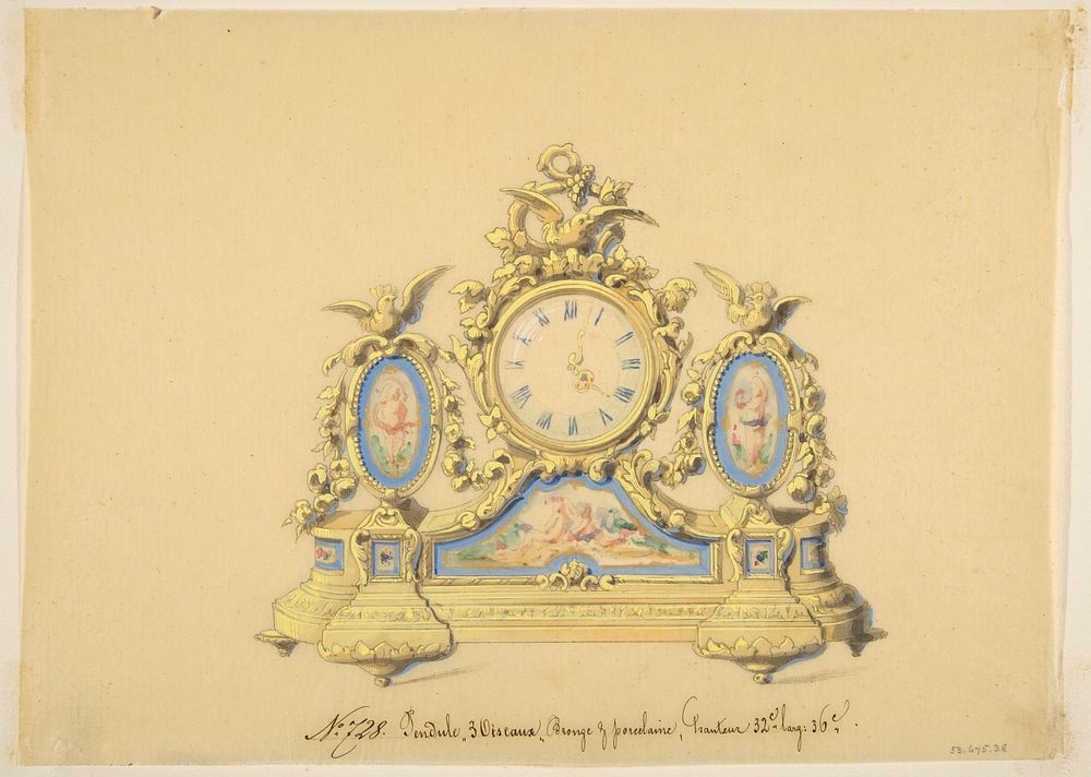 Design for a Clock: Three Birds, Anonymous, French, 19th century