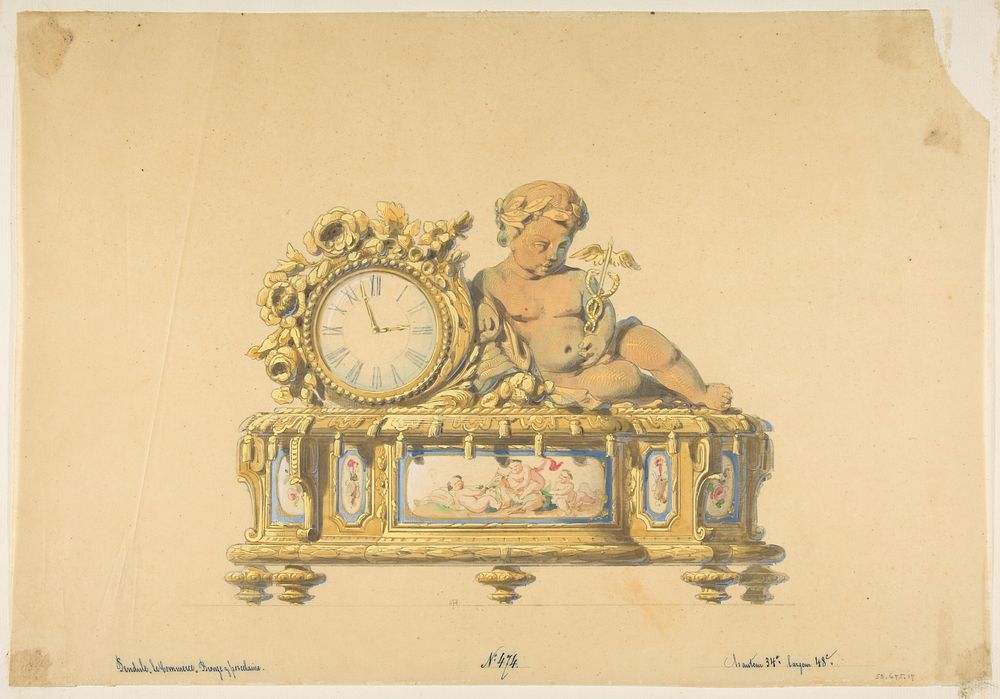 Design for a Clock: Commerce, Anonymous, French, 19th century
