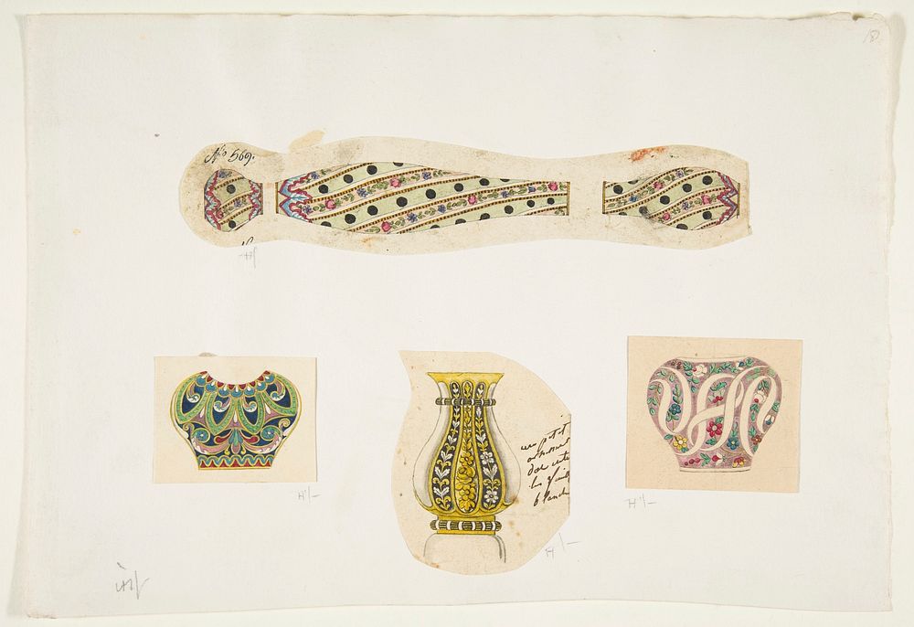 Four Designs for Vases, Anonymous, French, 19th century