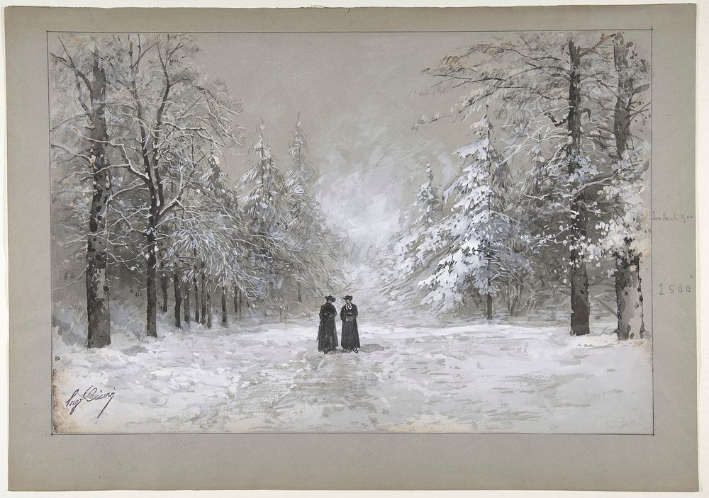 Winter Scene with Two Men by Eugène Cicéri