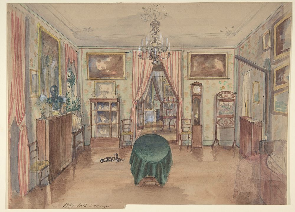Drawing of an Interior: Salle à manger by Anonymous, French, 19th century