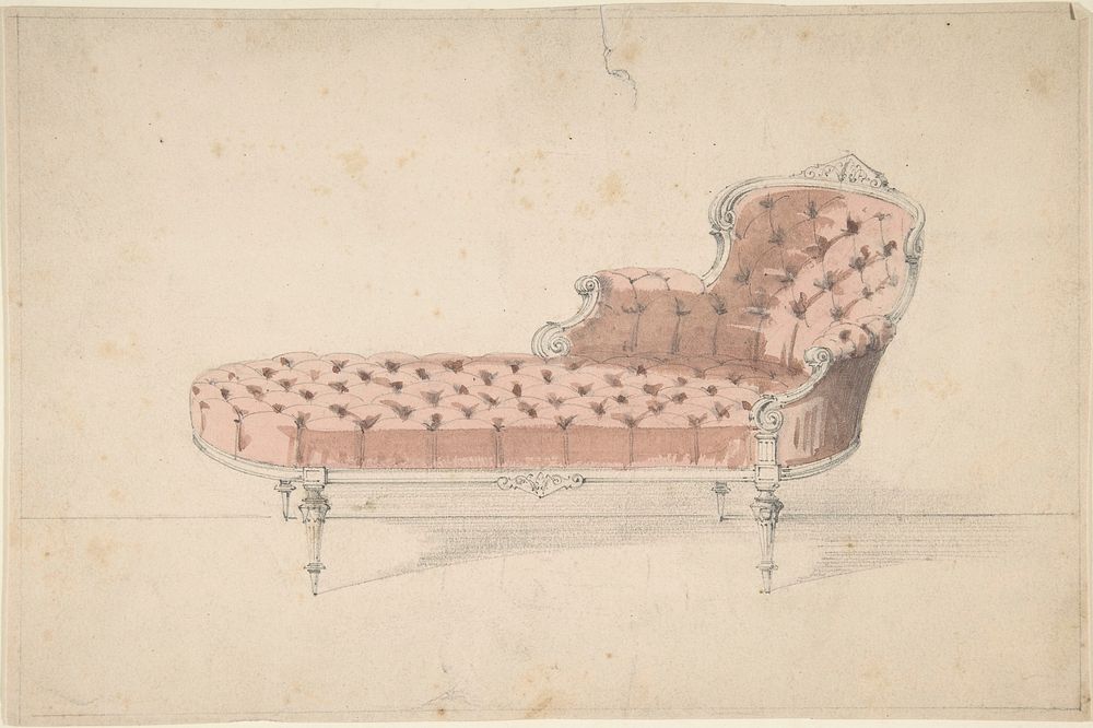 Design for Chaise Lounge, Anonymous, French, 19th century