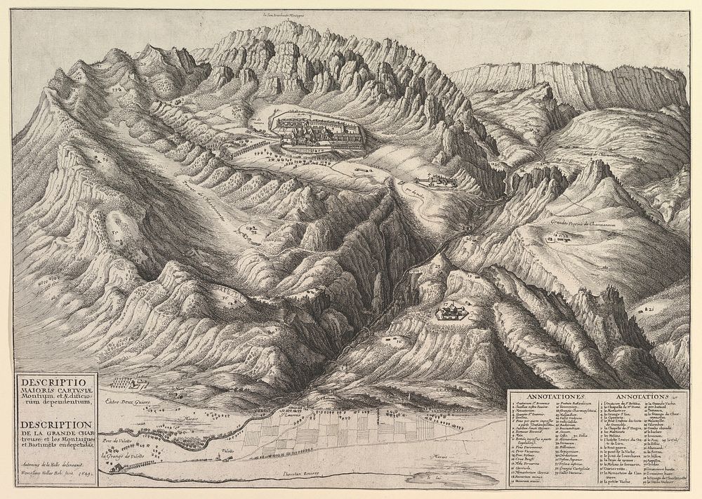 View of La Grande Chartreuse in the French Alps / Descriptio Maioris Cartusi&aelig; Montium, et &AElig;dificiorum…