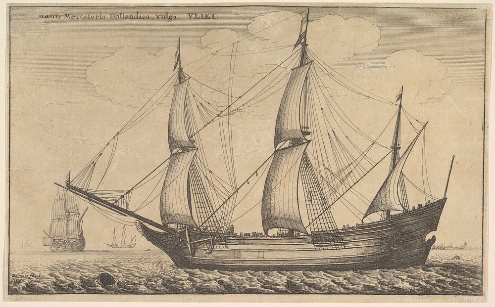 Naues Mercantoriæ Hollandicæ, vulgo, VLIET (A Dutch freighter) by Wenceslaus Hollar