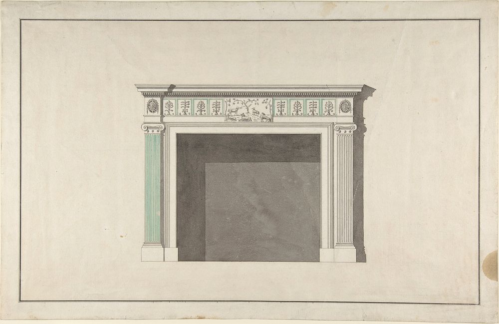 Design for a fireplace, attributed to Robert Adam