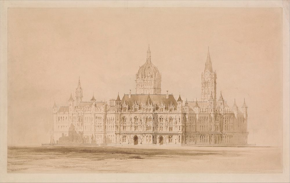 Competition Drawing for the Manchester Town Hall by Thomas Allom