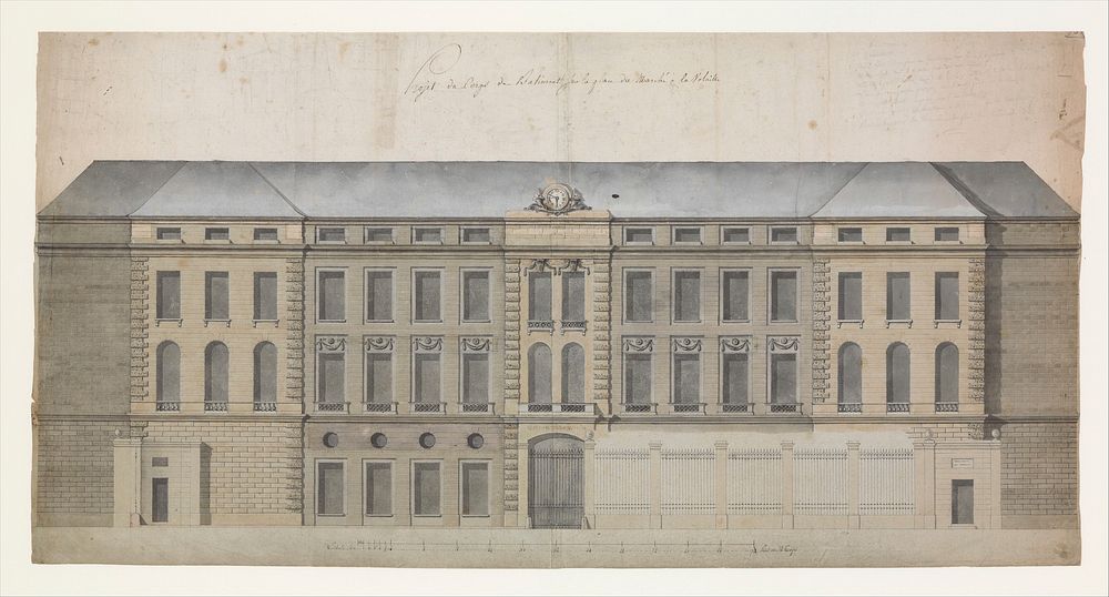 Elevation of the Fa&ccedil;ade of the March&eacute; &agrave; la Volaille, Quai des Grands Augustins, Paris by…