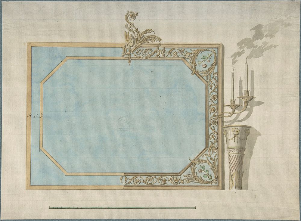 Design for a Oblong Mirror with Sconces by John Yenn