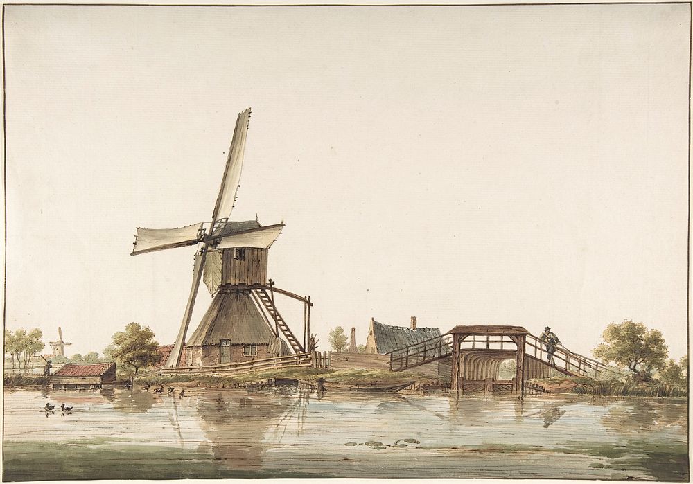 Landscape with Windmill by Anthonie Erkelens