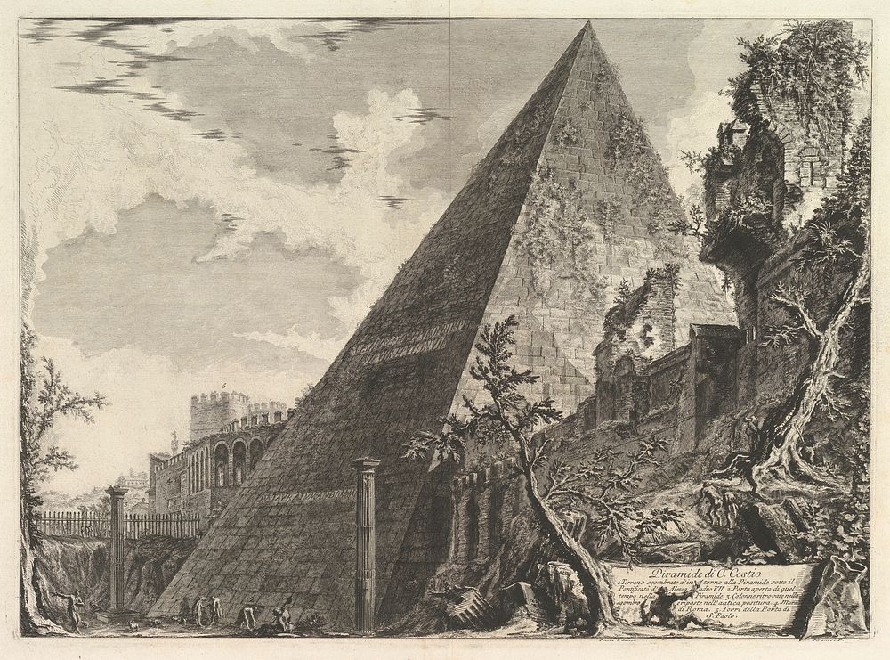 The Pyramid of Gaius Cestius, from Vedute di Roma (Roman Views)