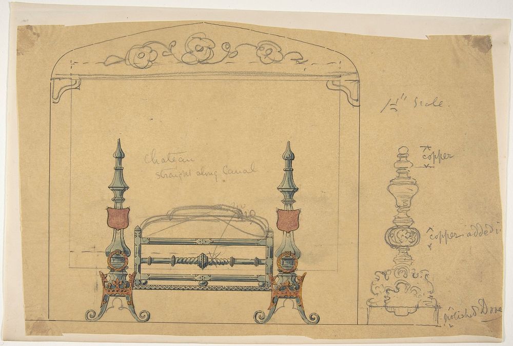 Design for a Grate and Surrounding Mantel, Anonymous, British, 19th century