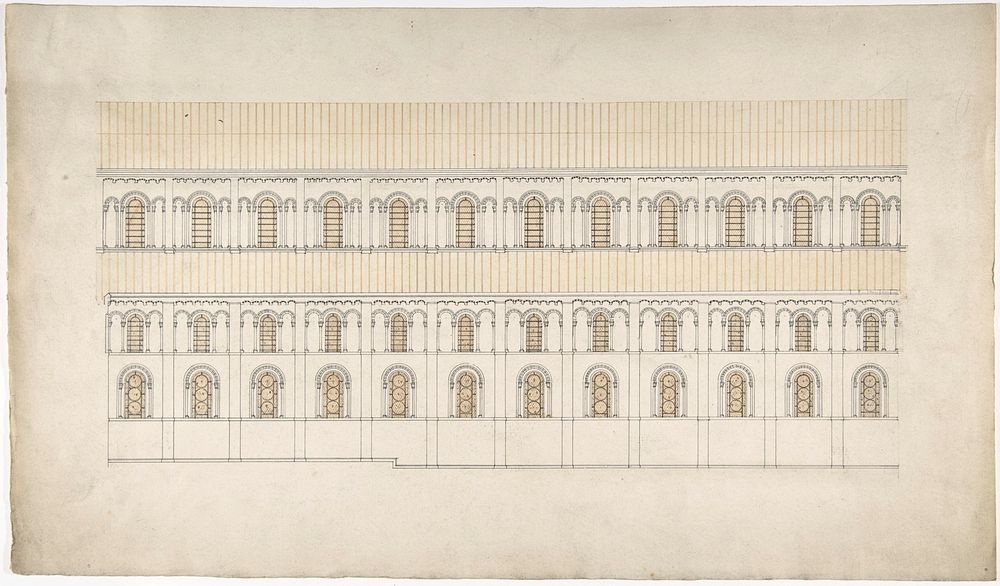 Elevation of a Pseudo-Romanesque Hall or Church