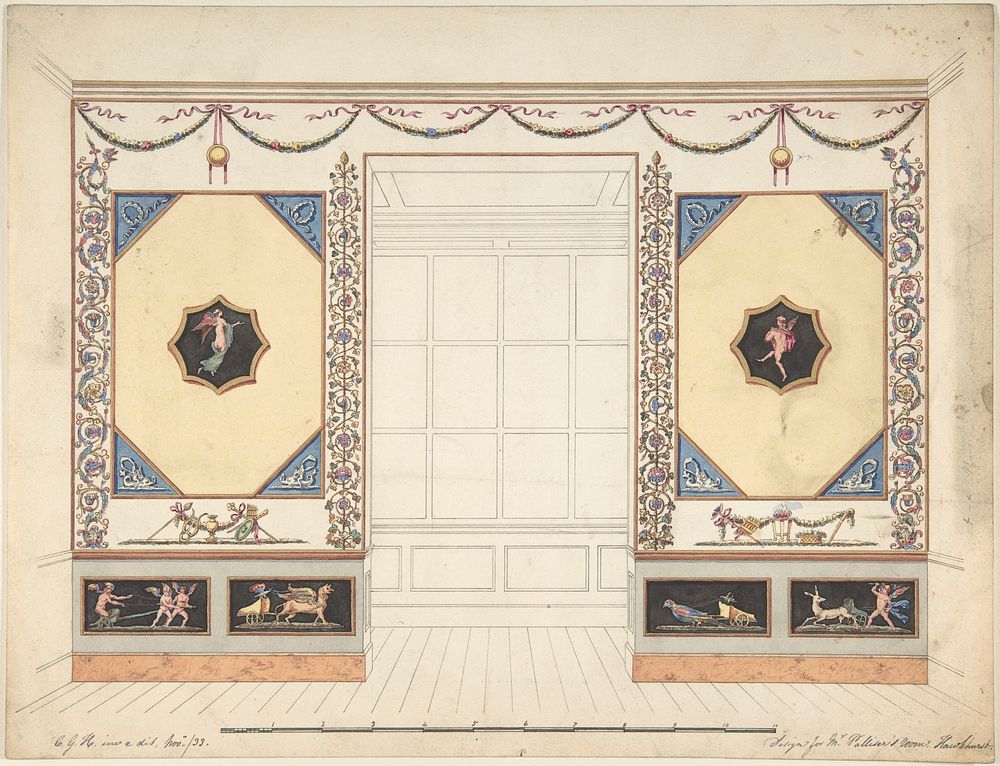 Design for a Room in the Etruscan or Pompeian style (Elevation) by C. G. Hawkhurst