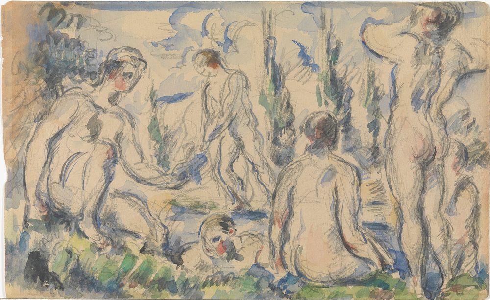 Bathers (recto); Landscape (verso) by Paul Cezanne 